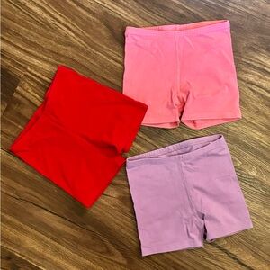 Primary girls under shorts. Red, purple, pink. All size 4-5.